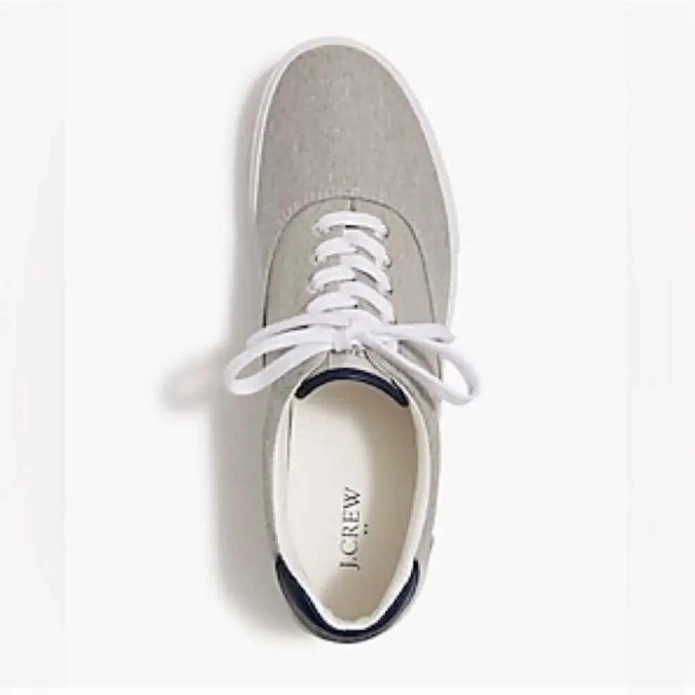 J Crew Mens Casual Comfort Sneakers 12 NWT Low Grey Canvas Lace Up BS135 J.Crew